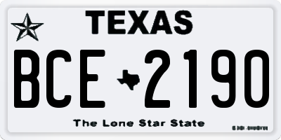 TX license plate BCE2190