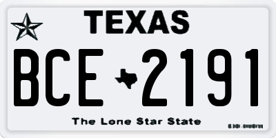 TX license plate BCE2191