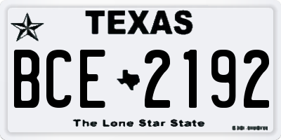 TX license plate BCE2192