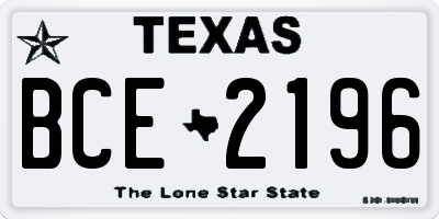 TX license plate BCE2196