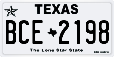 TX license plate BCE2198