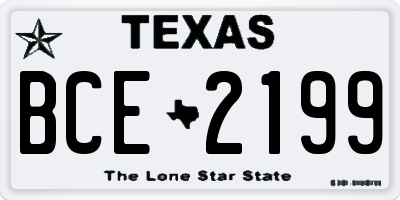 TX license plate BCE2199