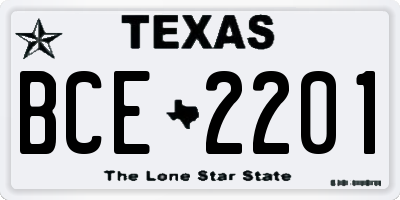 TX license plate BCE2201