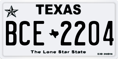 TX license plate BCE2204