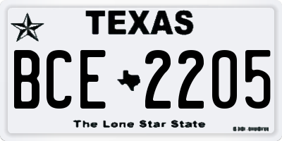 TX license plate BCE2205