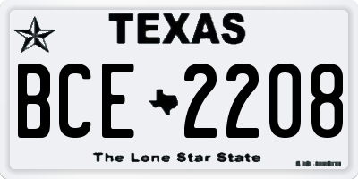 TX license plate BCE2208