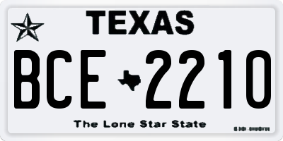 TX license plate BCE2210