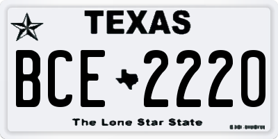 TX license plate BCE2220