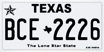 TX license plate BCE2226
