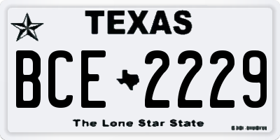 TX license plate BCE2229
