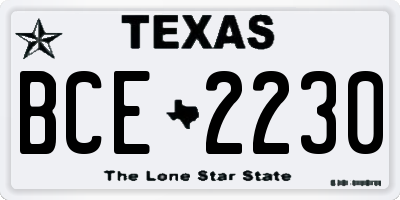TX license plate BCE2230
