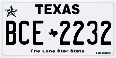 TX license plate BCE2232