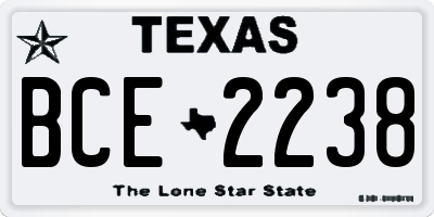 TX license plate BCE2238