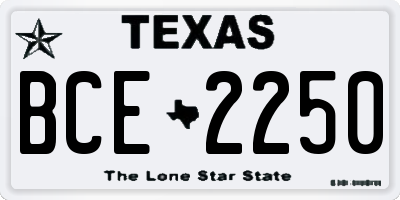 TX license plate BCE2250