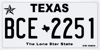 TX license plate BCE2251