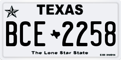 TX license plate BCE2258