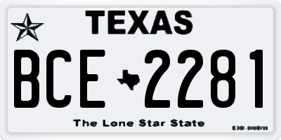 TX license plate BCE2281