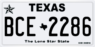 TX license plate BCE2286