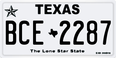 TX license plate BCE2287