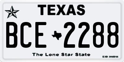 TX license plate BCE2288