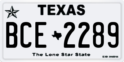 TX license plate BCE2289