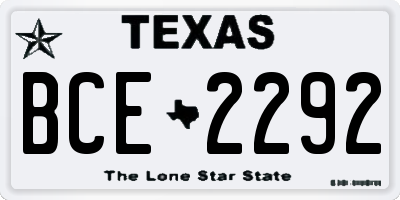 TX license plate BCE2292