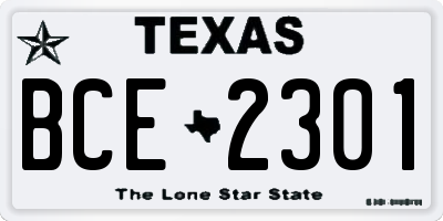 TX license plate BCE2301