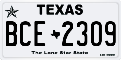 TX license plate BCE2309