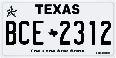 TX license plate BCE2312