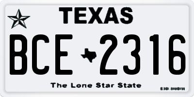 TX license plate BCE2316