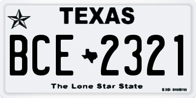 TX license plate BCE2321