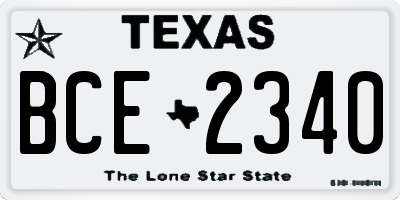 TX license plate BCE2340