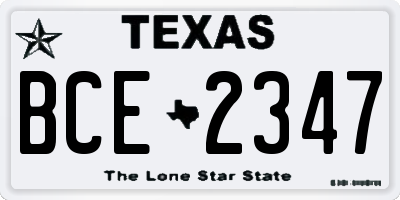TX license plate BCE2347