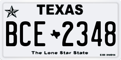 TX license plate BCE2348