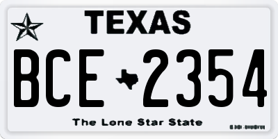 TX license plate BCE2354