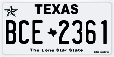 TX license plate BCE2361
