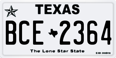TX license plate BCE2364