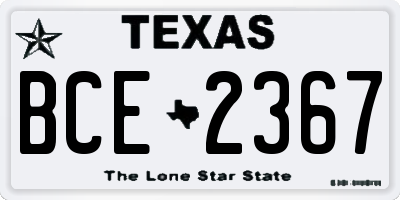 TX license plate BCE2367