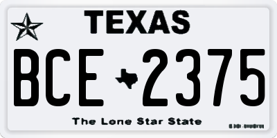 TX license plate BCE2375