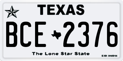 TX license plate BCE2376
