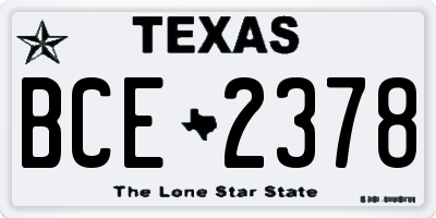 TX license plate BCE2378