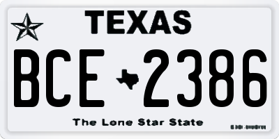 TX license plate BCE2386
