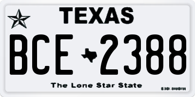 TX license plate BCE2388