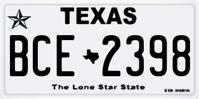 TX license plate BCE2398