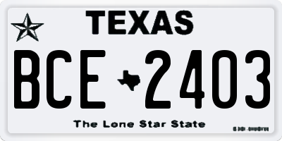 TX license plate BCE2403