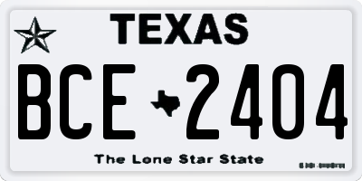 TX license plate BCE2404