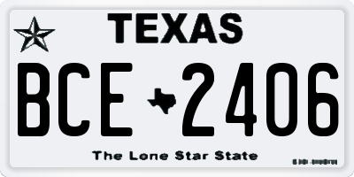 TX license plate BCE2406