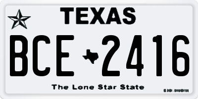 TX license plate BCE2416