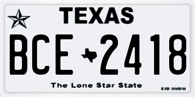 TX license plate BCE2418