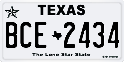 TX license plate BCE2434